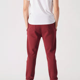 Back view of the Herman men's burgundy tapered joggers showing the slim fit.