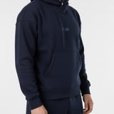 Side view close-up of the Herman men's navy popper neck hoodie.