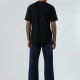 Back view of the Herman men's navy wide-leg joggers showing the relaxed silhouette.
