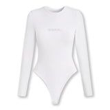 Elara Long Sleeve Bodysuit Crew Neck - White