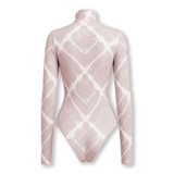 Cassia Printed Mock Neck Bodysuit - Taupe