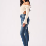 Hunni High Rise Stretch Skinny Jeans - Mid Blue - JMOJO - Women's Skinny Jeans