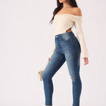 Hunni High Rise Stretch Skinny Jeans - Mid Blue - JMOJO - Women's Skinny Jeans