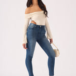 Hunni High Rise Stretch Skinny Jeans - Mid Blue - JMOJO - Women's Skinny Jeans