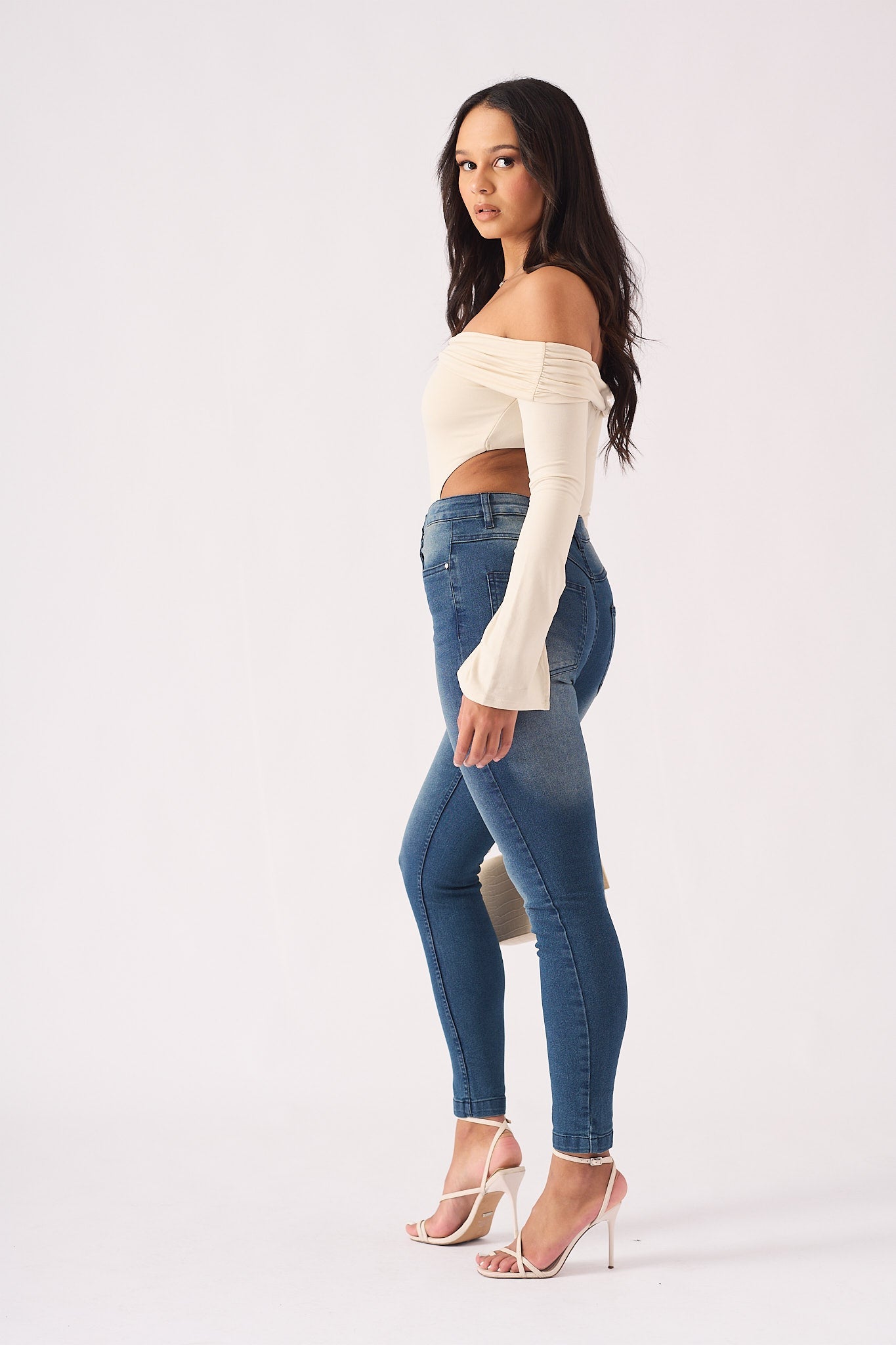 Hunni High Rise Stretch Skinny Jeans - Mid Blue - JMOJO - Women's Skinny Jeans