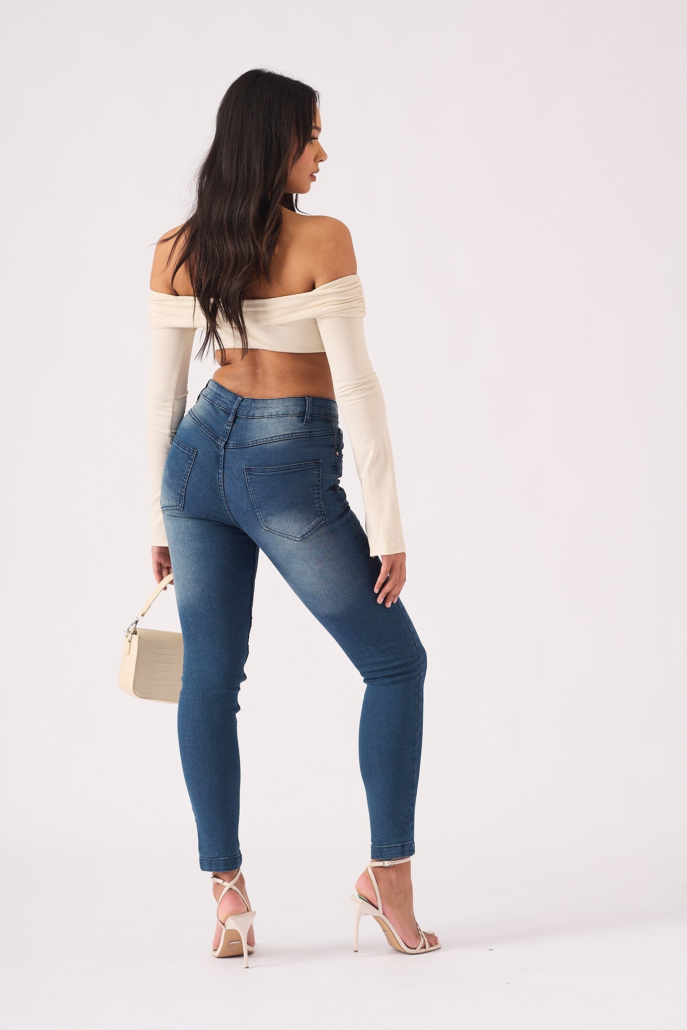 Hunni High Rise Stretch Skinny Jeans - Mid Blue - JMOJO - Women's Skinny Jeans