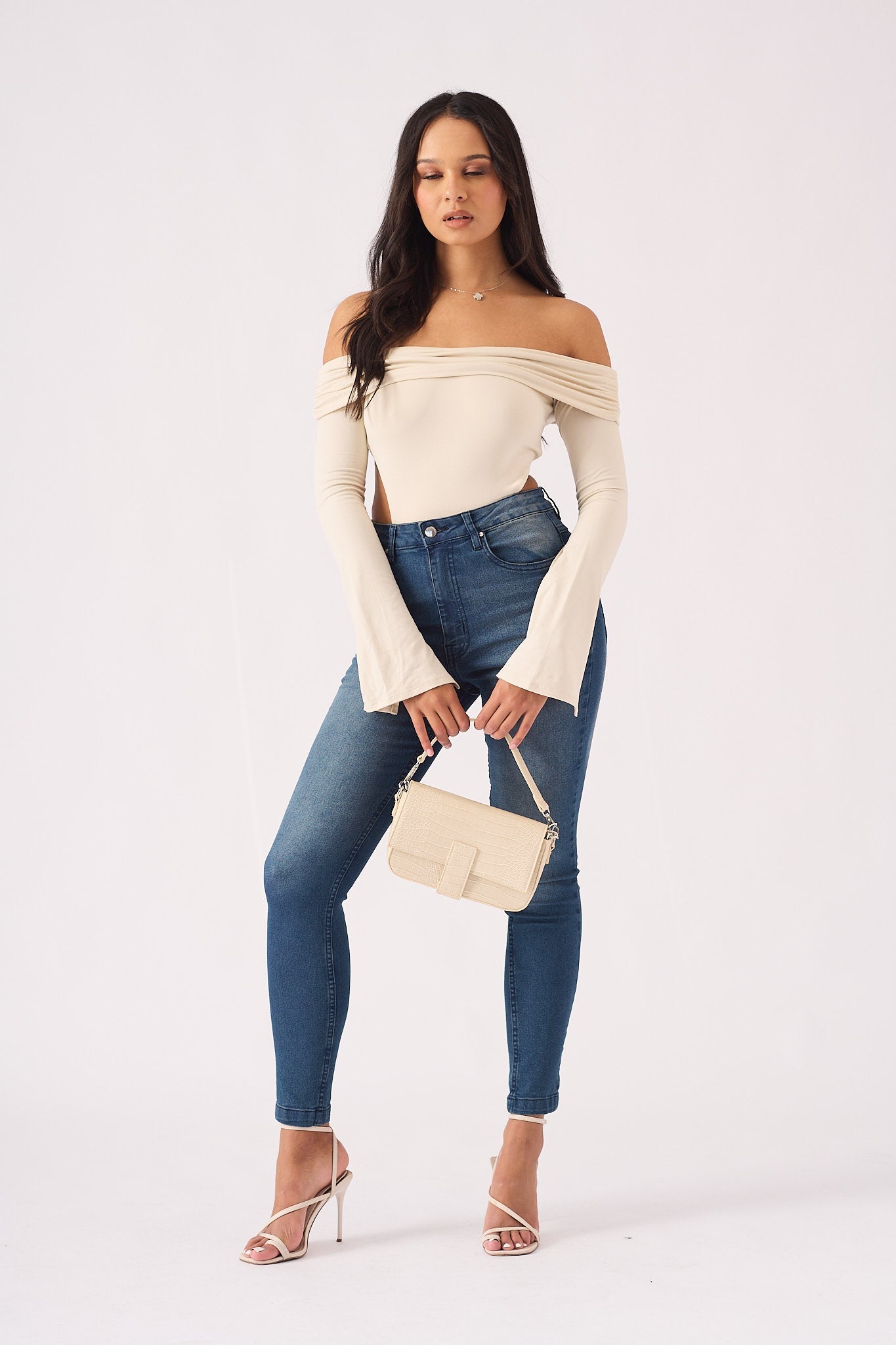 Hunni High Rise Stretch Skinny Jeans - Mid Blue - JMOJO - Women's Skinny Jeans