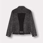 Jmojo black contrast denim jacket flat back view