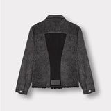 Jmojo black contrast denim jacket flat back view