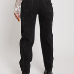 Jmojo black contrast stitch jeans back view showing patch pockets