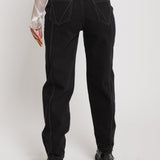 Jmojo black contrast stitch jeans back view showing patch pockets