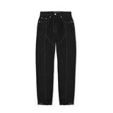 Jmojo black contrast stitch jeans flatlay front view