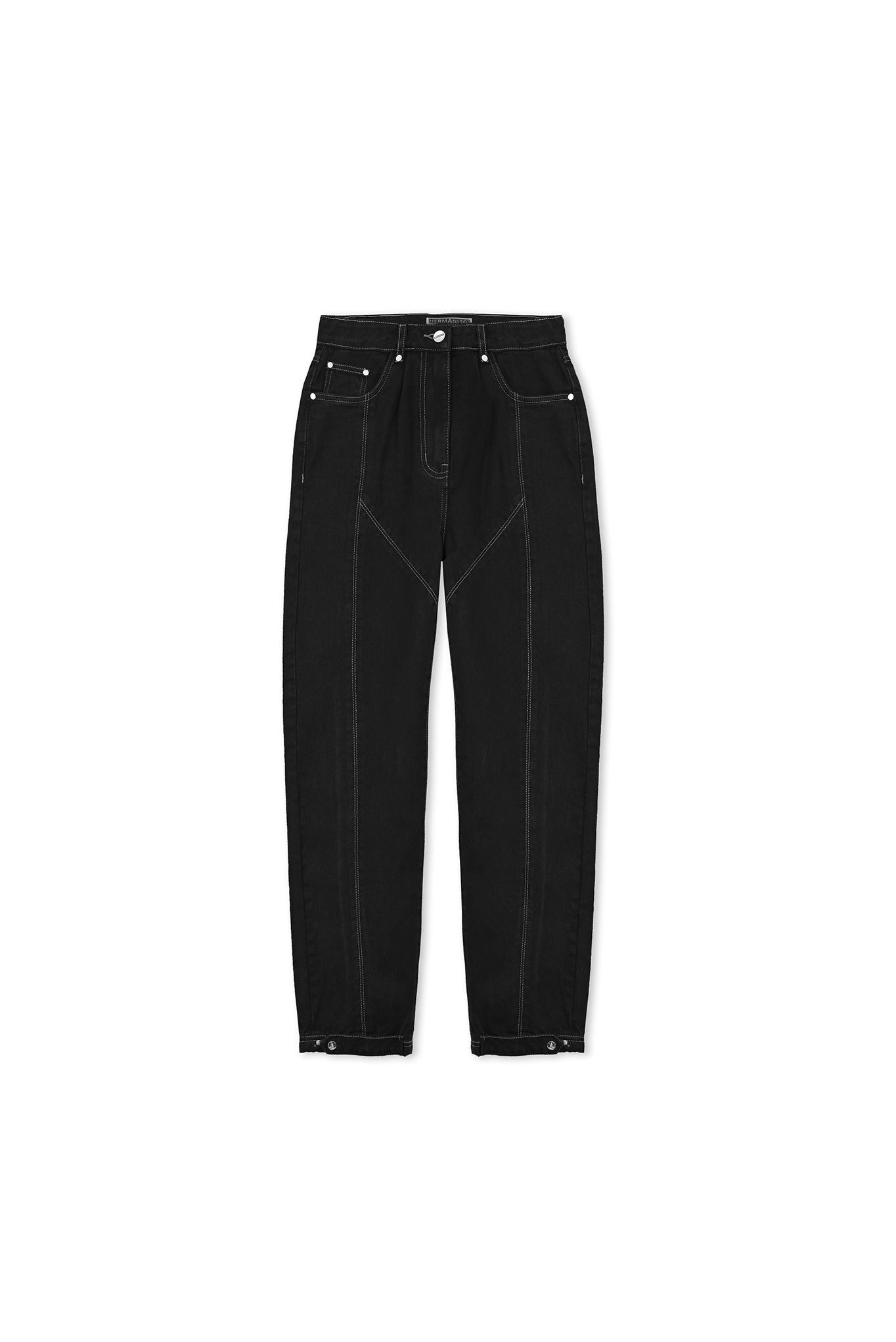 Jmojo black contrast stitch jeans flatlay front view
