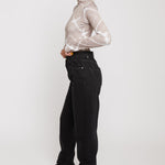 Jmojo women black straight leg jeans side profile view
