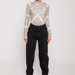 Jmojo black contrast stitch straight leg jeans styled full length view