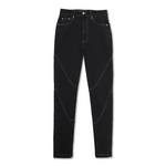 mojo black contrast stitch skinny jeans flat front view