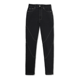 mojo black contrast stitch skinny jeans flat front view