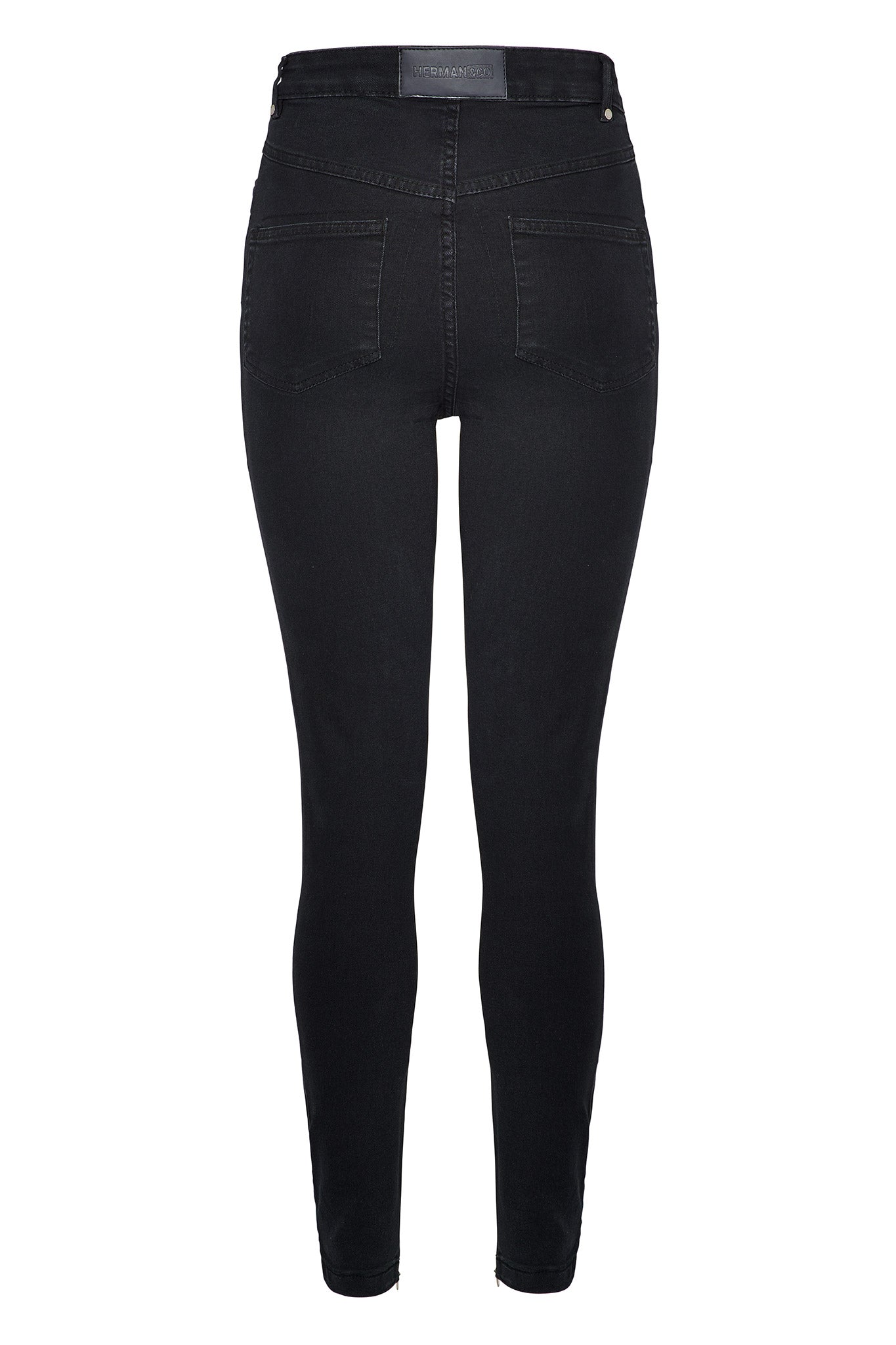 Jmojo black ripped skinny jeans flat lay back view