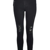Jmojo black ripped high waisted skinny jeans flat lay front view