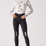 Jmojo black ripped skinny jeans front view hands on hips pose