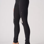 Jmojo black high waisted skinny jeans side close up knee detail
