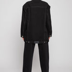 Jmojo black sherpa lined denim jacket model back view
