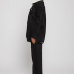 Jmojo black sherpa lined denim jacket model side view