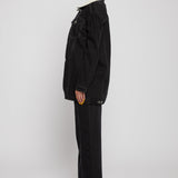 Jmojo black sherpa lined denim jacket model side view
