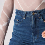 Jmojo dark wash straight leg jeans front pocket and whisker effect detail