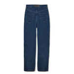 Jmojo dark wash straight leg whisker effect jeans flatlay back view