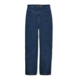 Jmojo dark wash straight leg whisker effect jeans flatlay back view