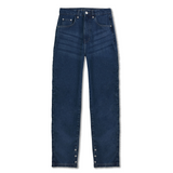 Jmojo dark wash straight leg whisker effect jeans flatlay front view