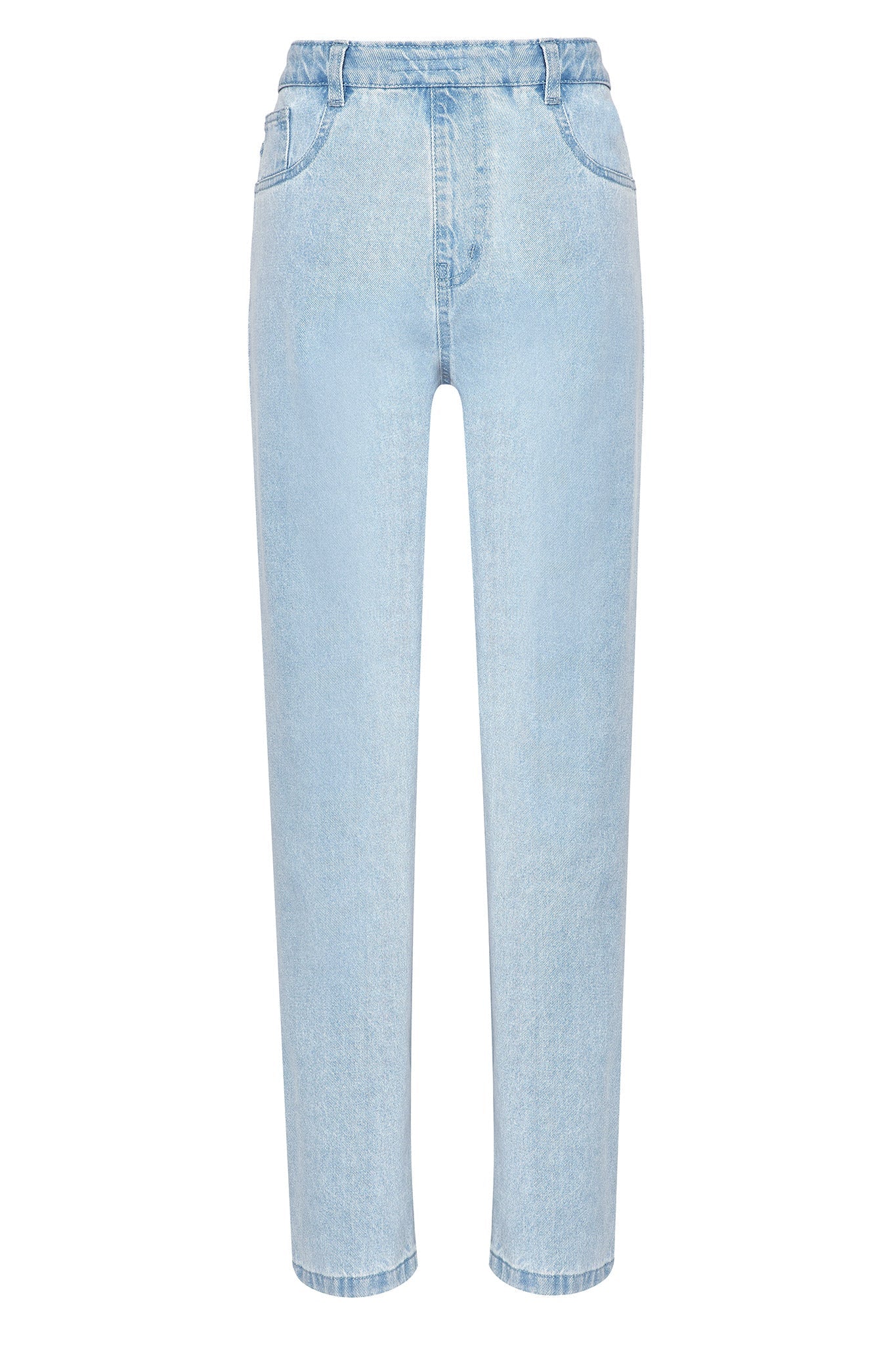 Jmojo distressed straight leg jeans light wash flat lay back view
