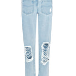 Jmojo distressed straight leg jeans light wash flat lay front view