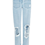 Jmojo distressed straight leg jeans light wash flat lay front view