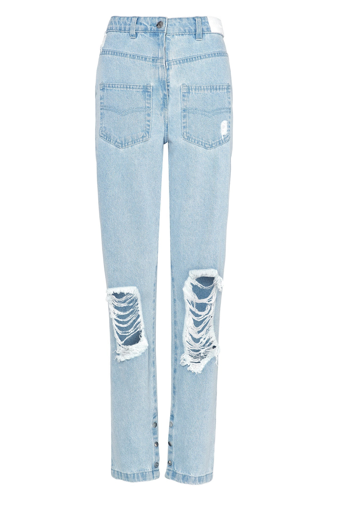 Jmojo distressed straight leg jeans light wash flat lay front view