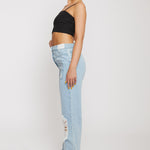 Jmojo distressed straight leg jeans light wash side view