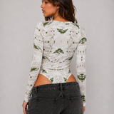 Jmojo earth printed bodysuit back profile