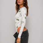 Jmojo earth printed bodysuit side angle view