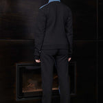 Jmojo fleece denim jacket women blue back view styled