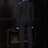 Jmojo fleece denim jacket women blue back view styled