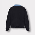 Jmojo fleece denim jacket women blue flatlay back view