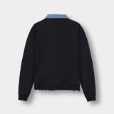 Jmojo fleece denim jacket women blue flatlay back view