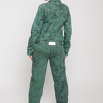 Jmojo green acid wash denim jacket back view full outfit on model