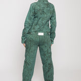 Jmojo green acid wash denim jacket back view full outfit on model