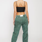Jmojo green acid wash straight jeans back view on model