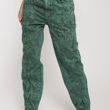 Jmojo green acid wash straight jeans front close up with wave seam detail
