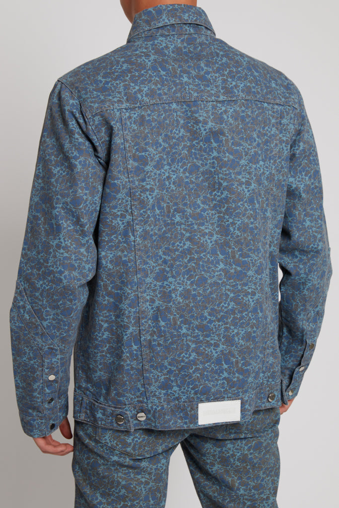 Jmojo grey speckled denim jacket back view
