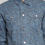 Jmojo grey speckled denim jacket close up