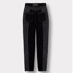 Jmojo heart panel tapered fit women jeans black and acid wash back view flat lay
